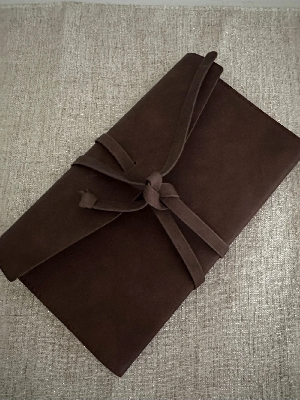 Dark Brown Leather Journal Envelope Notepad Wrap Around Closure Like New